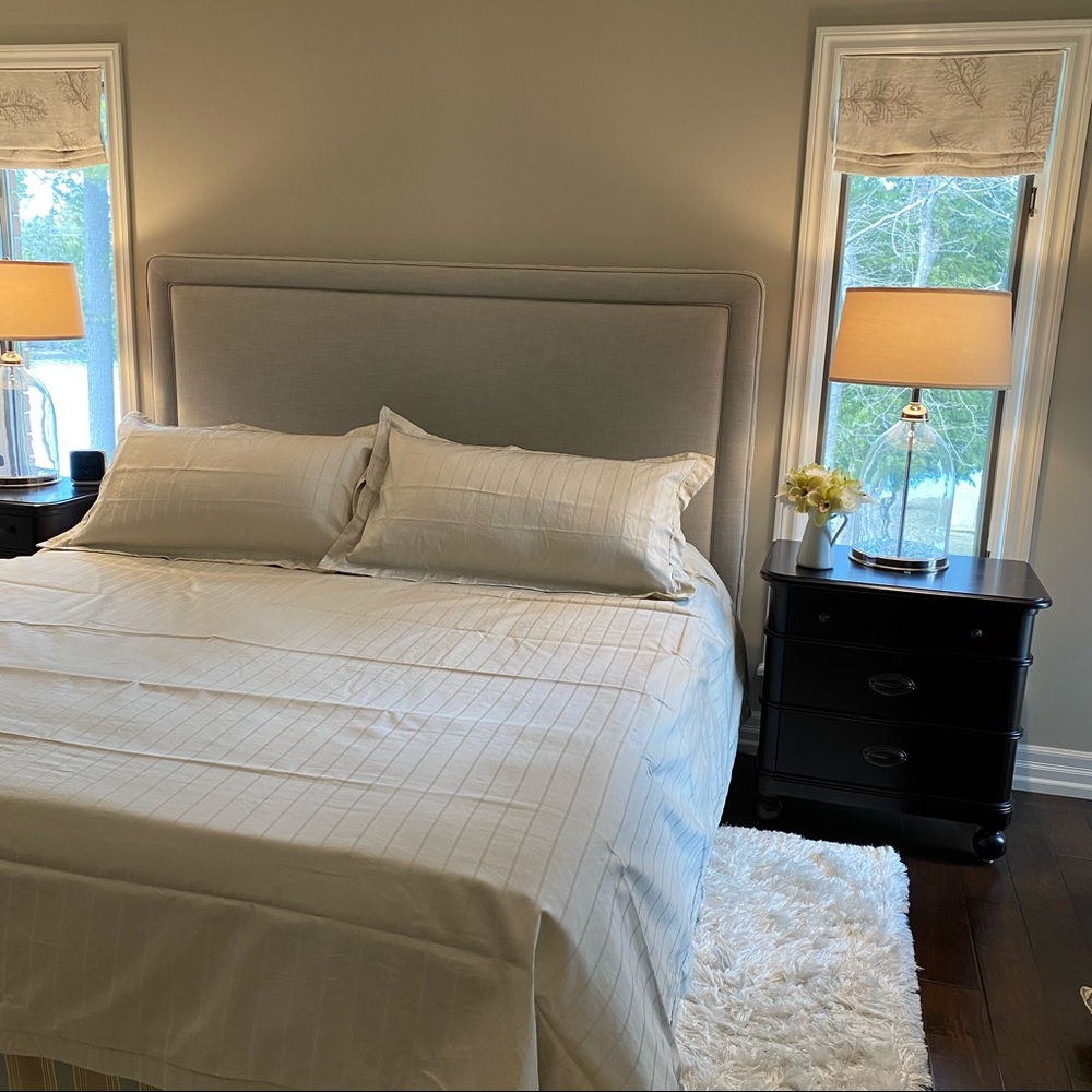 NWOT Custom King Duvet Cover and Shams - Tone on Tone Stripe in Soft Pewter